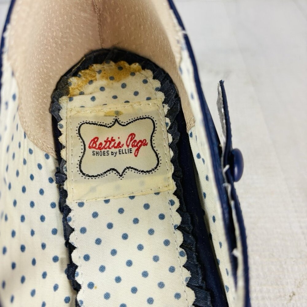 Bettie Page By Ellie BETTIE VINTAGE PUMP Deep Purple Retro Heel Mary Jane Size 8 - Picture 12 of 16